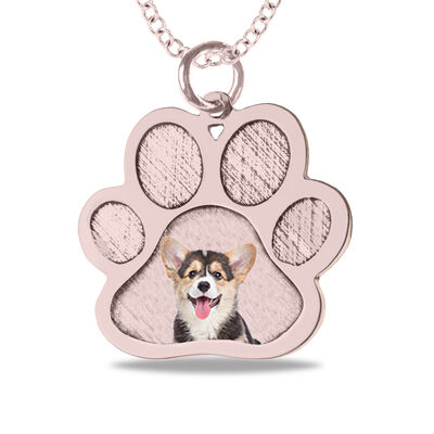 Paw Print Photo Pendant in 10k Rose Gold
